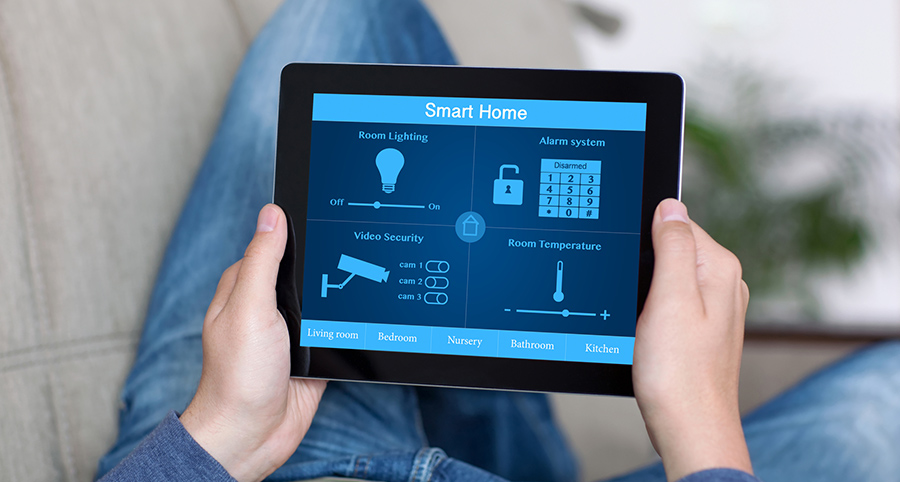 The ability to access and control security components from a mobile device is one of the top smart home trends in Jefferson City. Close-up of smart home security app.